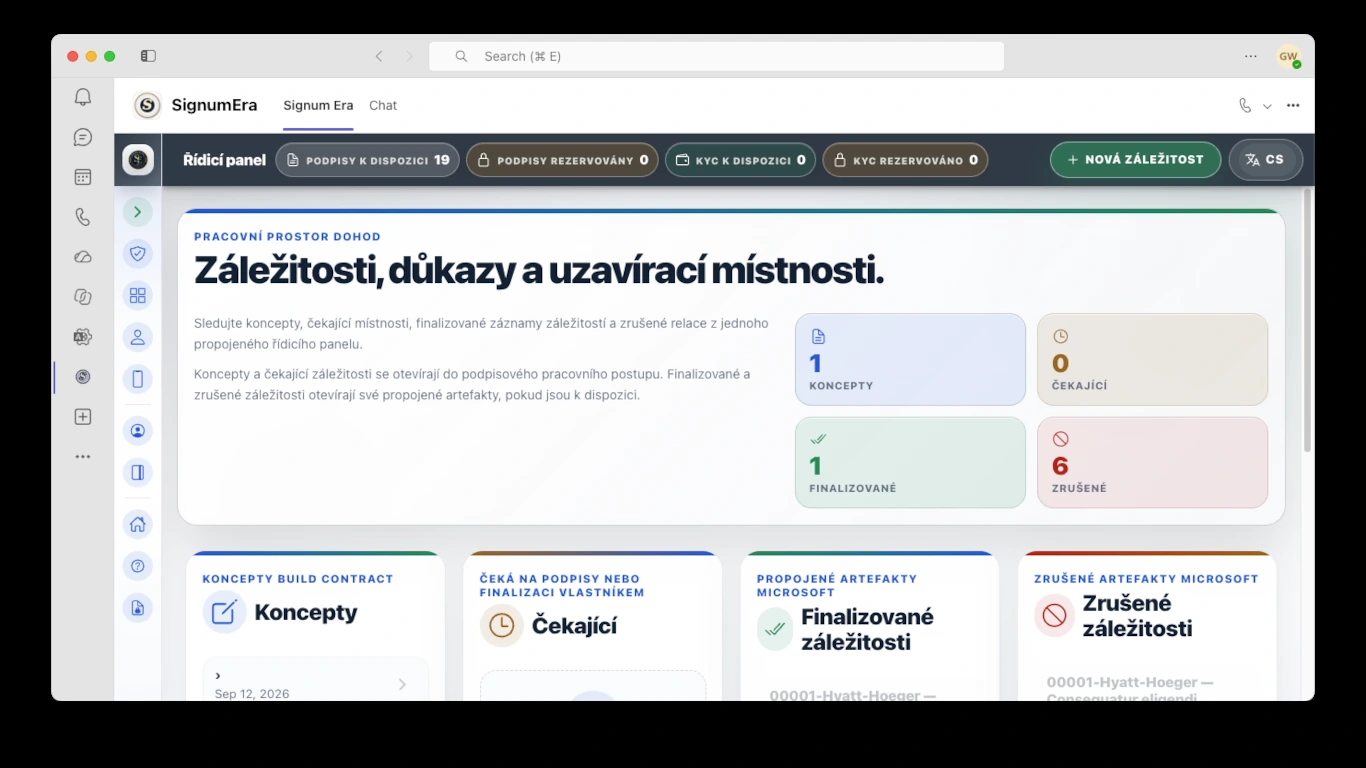 SignumEra Teams — Podpis je akce. Ceremoniál je kontrolovaný kontext, díky kterému je akce obhajitelná.