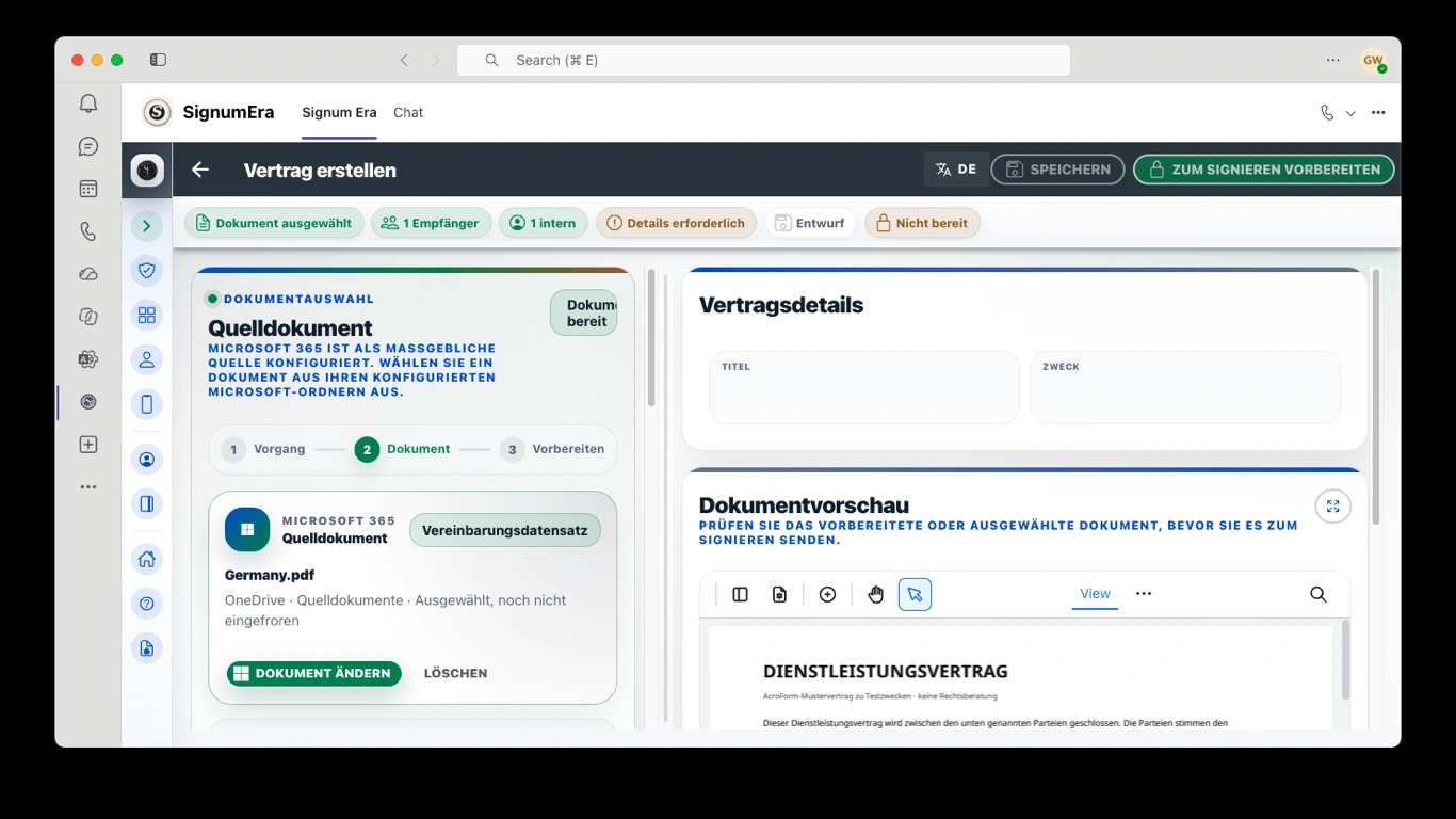 SignumEra Teams — Ein autoritativer Zeremoniestatus über Live- und asynchrones Signieren hinweg.