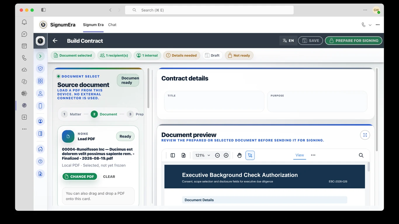 SignumEra Teams — Essential controls