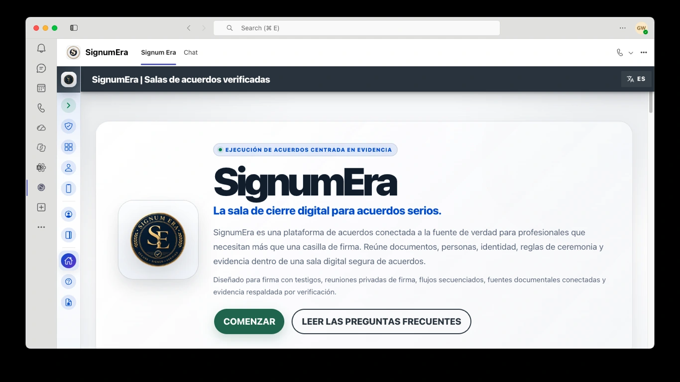 SignumEra Teams — Use Microsoft Entra para la autoridad y Microsoft 365 para los registros, sin convertir ninguno de ellos en la ceremonia de firma.