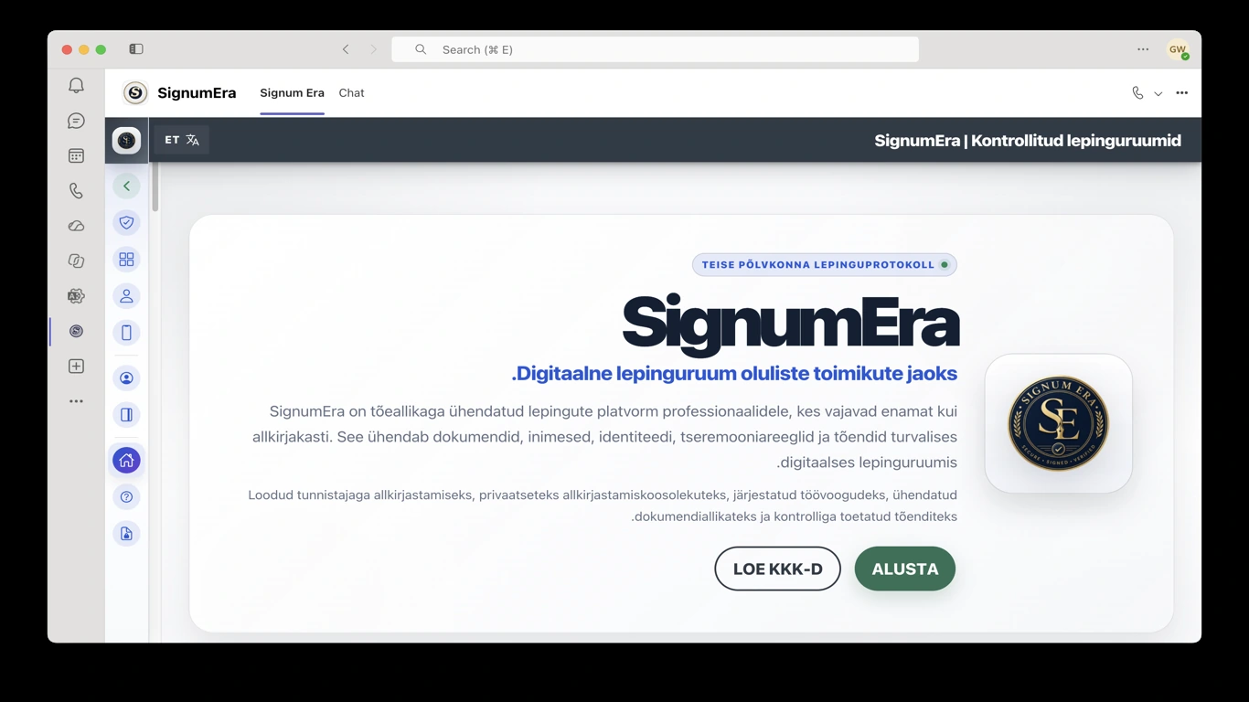 SignumEra Teams — Kasutage Microsoft Entrat autoriteediks ja Microsoft 365 registriteks — ilma et kumbki muutuks allkirjastamistseremooniaks endaks.