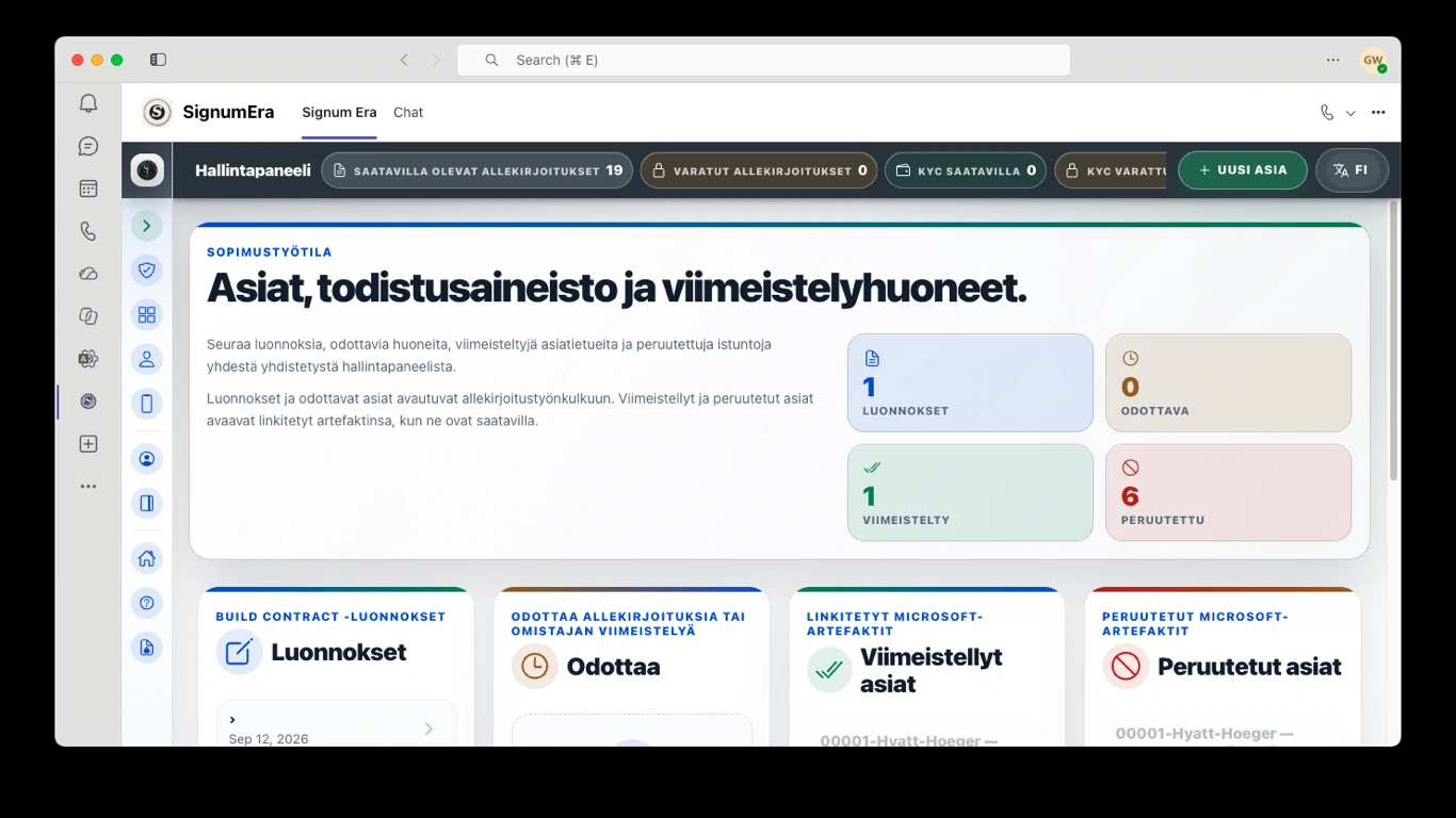 SignumEra Teams — Allekirjoitus on toiminto. Seremonia on hallittu konteksti, joka tekee toiminnosta puolustettavan.