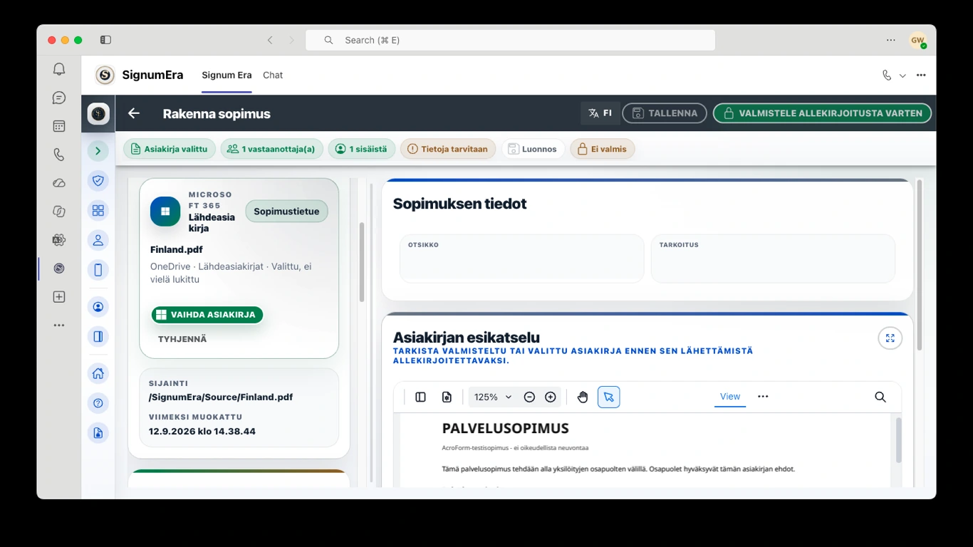 SignumEra Teams — Yksi auktoritatiivinen seremonian tila live- ja asynkronisessa allekirjoittamisessa.