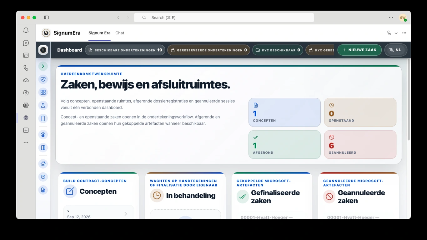 SignumEra Teams — Een handtekening is een actie. Een ceremonie is de gecontroleerde context die de actie verdedigbaar maakt.