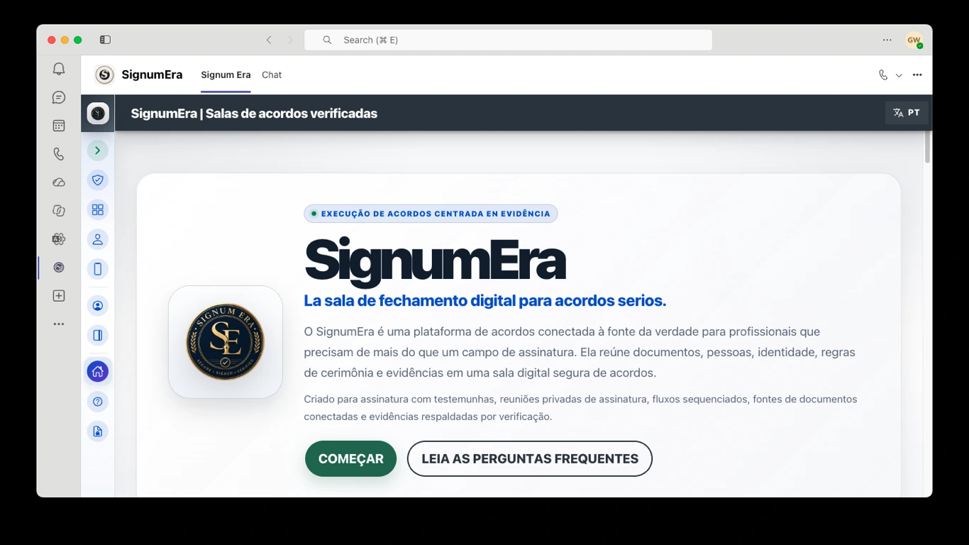 SignumEra Teams — Use o Microsoft Entra para autoridade e o Microsoft 365 para registros, sem transformar nenhum dos dois na cerimônia de assinatura.