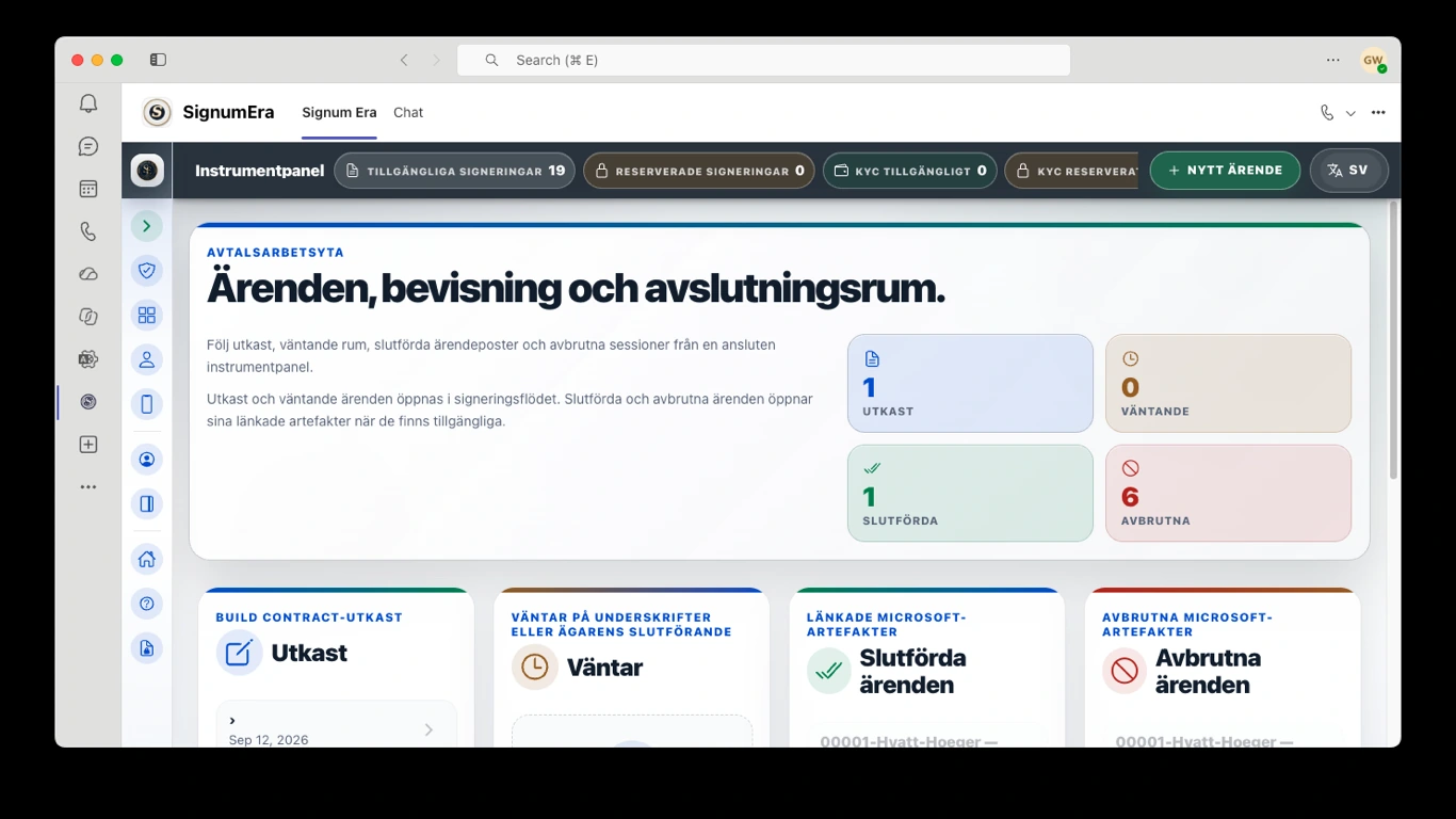 SignumEra Teams — En signatur är en handling. En ceremoni är det kontrollerade sammanhang som gör handlingen försvarbar.