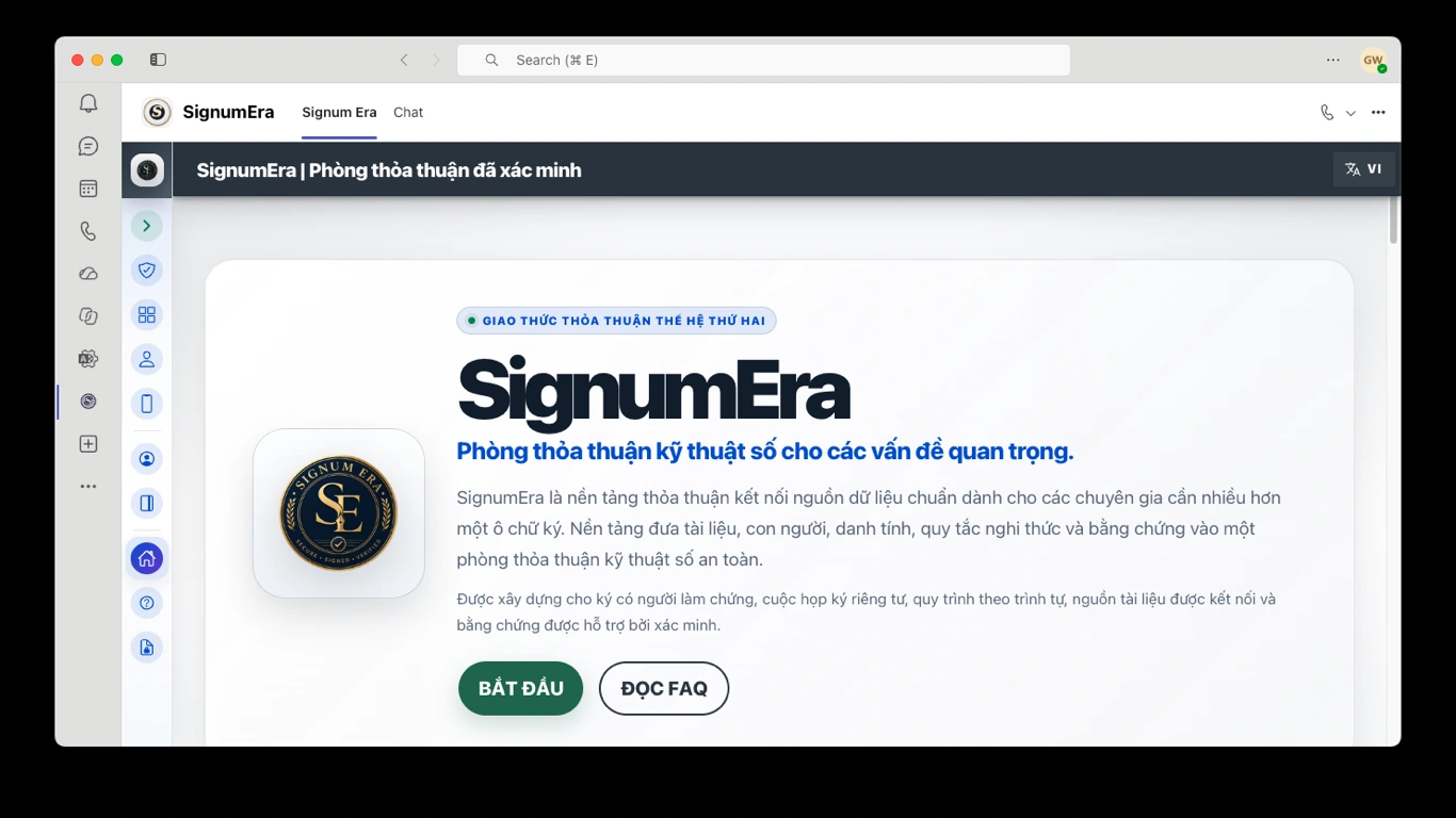 SignumEra Teams — Microsoft 365 có thể tiếp tục là nơi làm việc. Entra có thể tiếp tục là nguồn danh tính. SignumEra kiểm soát việc thực thi.
